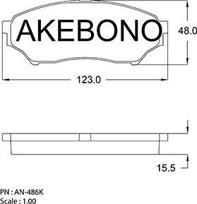 Akebono AN-486KE - Тормозные колодки, дисковые, комплект avtokuzovplus.com.ua