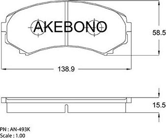 Akebono AN-493K - Тормозные колодки, дисковые, комплект autodnr.net