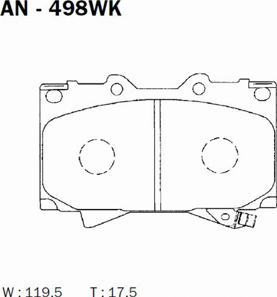 Akebono AN-498WK - Тормозные колодки, дисковые, комплект avtokuzovplus.com.ua