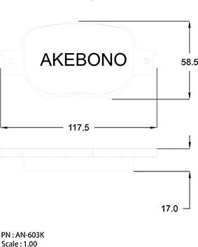 Akebono AN-603KE - Гальмівні колодки, дискові гальма autocars.com.ua