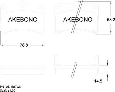 Akebono AN-609WK - Тормозные колодки, дисковые, комплект avtokuzovplus.com.ua