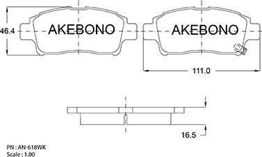 Akebono AN-618WK - Тормозные колодки, дисковые, комплект avtokuzovplus.com.ua