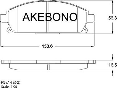 Akebono AN-629K - Гальмівні колодки, дискові гальма autocars.com.ua