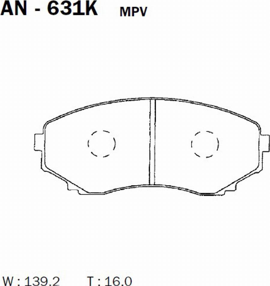 Akebono AN-631K - Тормозные колодки, дисковые, комплект avtokuzovplus.com.ua