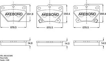 Akebono AN-635WK - Тормозные колодки, дисковые, комплект avtokuzovplus.com.ua