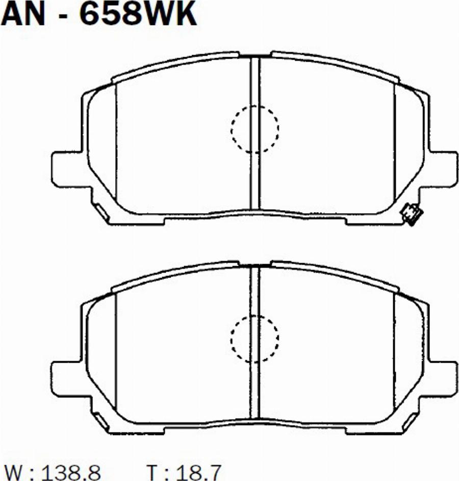 Akebono AN-658WK - Тормозные колодки, дисковые, комплект autodnr.net