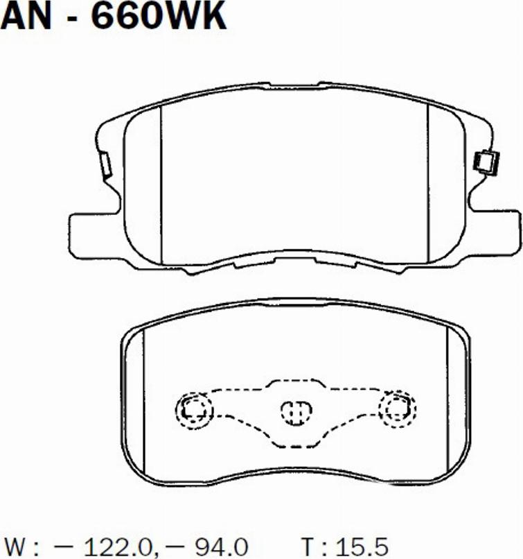 Akebono AN660WK - Тормозные колодки, дисковые, комплект avtokuzovplus.com.ua