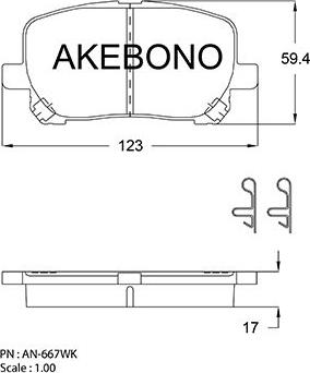 Akebono AN-667WK - Гальмівні колодки, дискові гальма autocars.com.ua