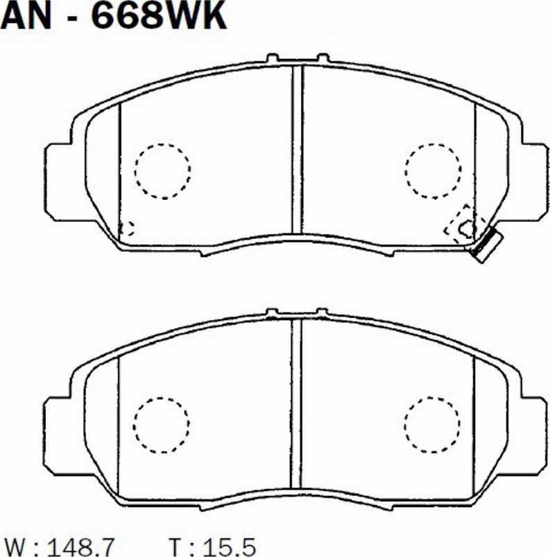 Akebono AN-668WK - Гальмівні колодки, дискові гальма autocars.com.ua