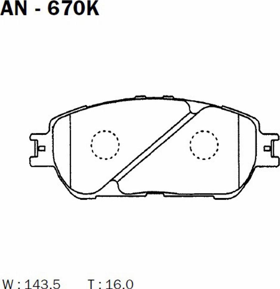 Akebono AN-670K - Тормозные колодки, дисковые, комплект avtokuzovplus.com.ua