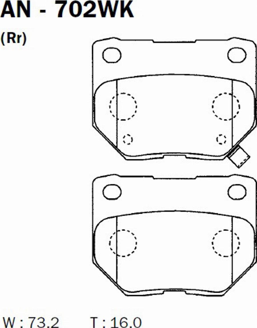 Akebono AN-702WK - Тормозные колодки, дисковые, комплект autodnr.net