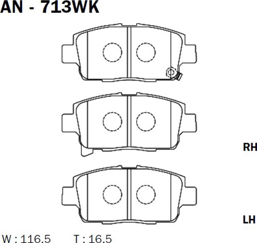 Akebono AN-713WK - Тормозные колодки, дисковые, комплект autodnr.net