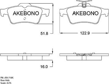 Akebono AN-718K - Тормозные колодки, дисковые, комплект avtokuzovplus.com.ua