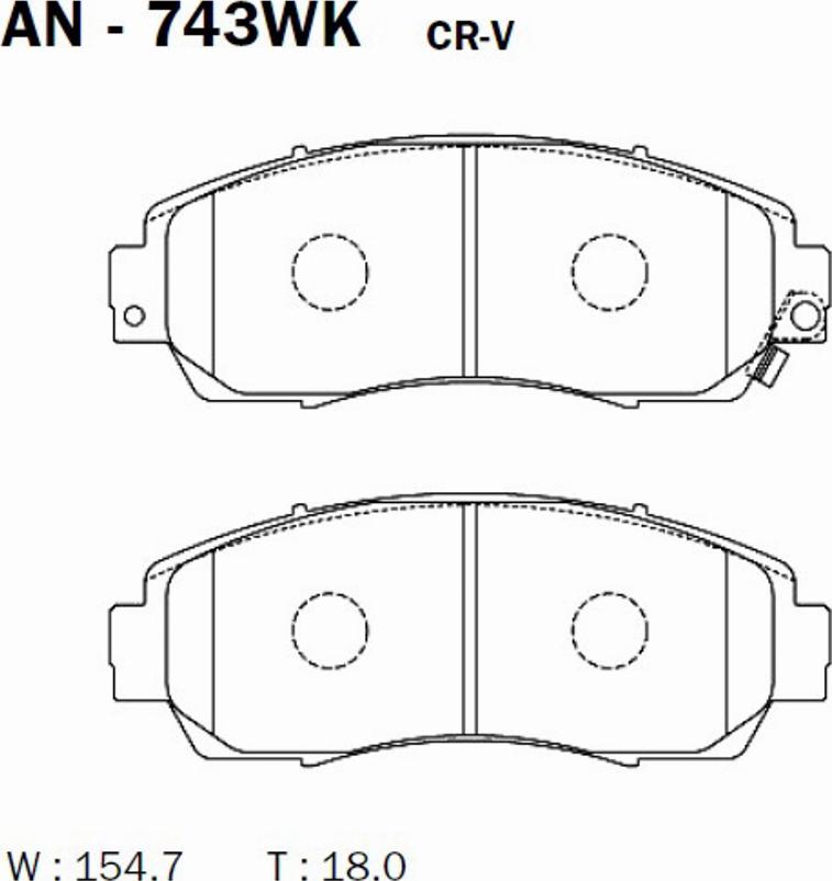 Akebono AN-743WK - Тормозные колодки, дисковые, комплект autodnr.net