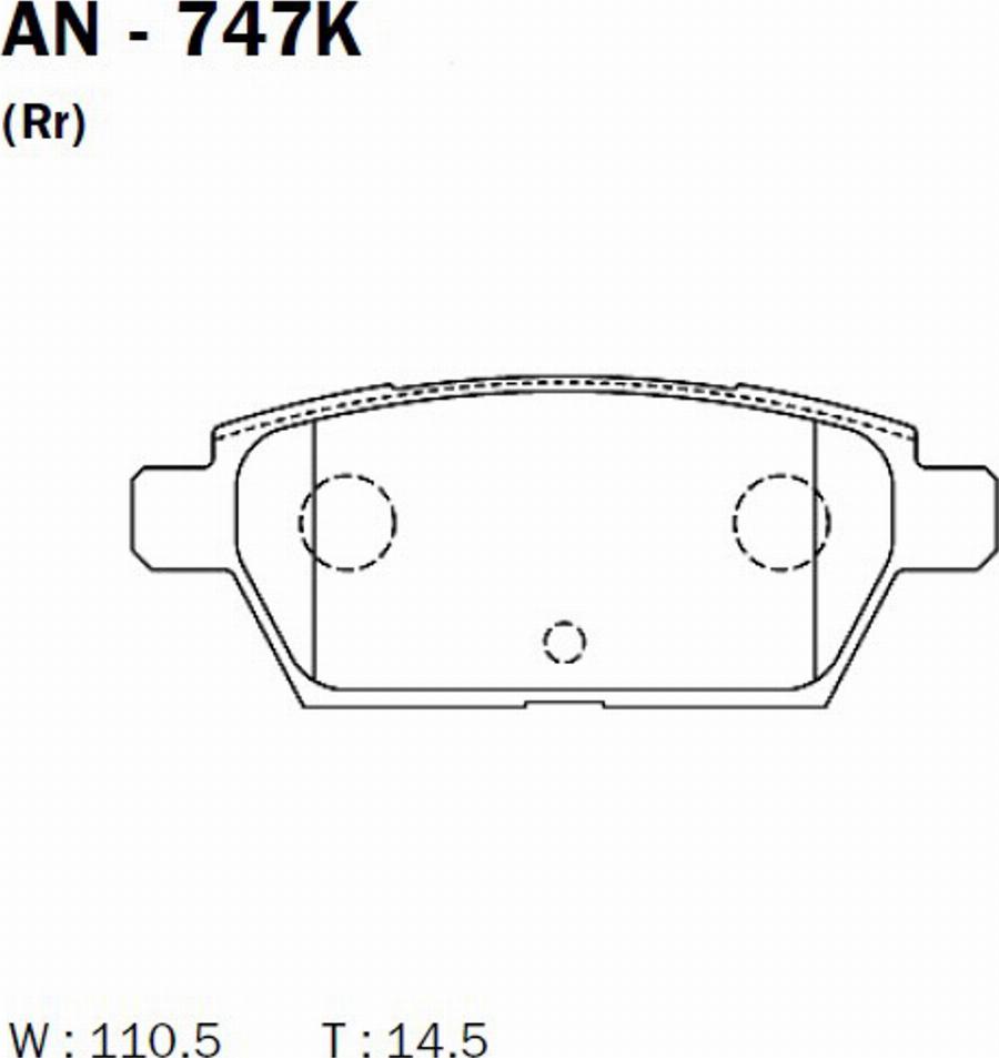 Akebono AN747K - Тормозные колодки, дисковые, комплект autodnr.net