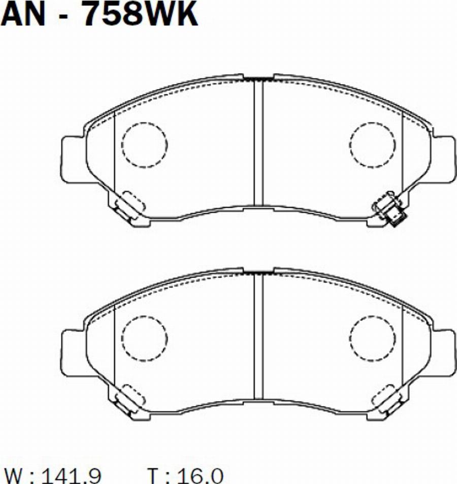 Akebono AN-758WK - Гальмівні колодки, дискові гальма autocars.com.ua