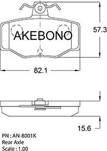 Akebono AN-8001K - Тормозные колодки, дисковые, комплект avtokuzovplus.com.ua