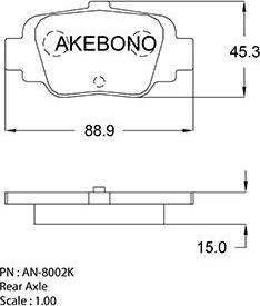 Akebono AN-8002K - Тормозные колодки, дисковые, комплект avtokuzovplus.com.ua