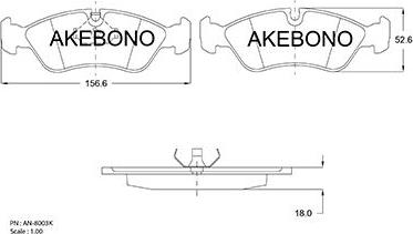 Akebono AN-8003KE - Гальмівні колодки, дискові гальма autocars.com.ua