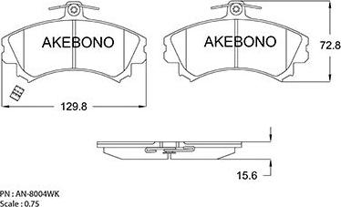 Akebono AN-8004WKE - Гальмівні колодки, дискові гальма autocars.com.ua
