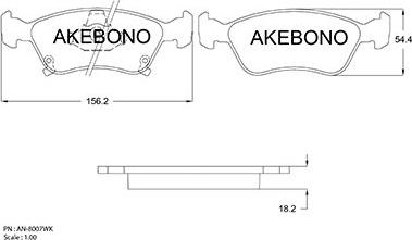 Akebono AN-8007WK - Гальмівні колодки, дискові гальма autocars.com.ua