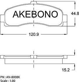 Akebono AN-8008K - Гальмівні колодки, дискові гальма autocars.com.ua