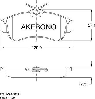 Akebono AN-8009K - Гальмівні колодки, дискові гальма autocars.com.ua