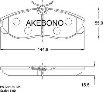Akebono AN-8010KE - Тормозные колодки, дисковые, комплект avtokuzovplus.com.ua