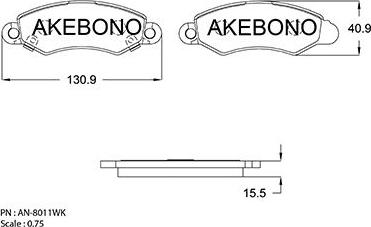 Akebono AN-8011WK - Гальмівні колодки, дискові гальма autocars.com.ua