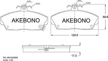 Akebono AN-8028WKE - Гальмівні колодки, дискові гальма autocars.com.ua