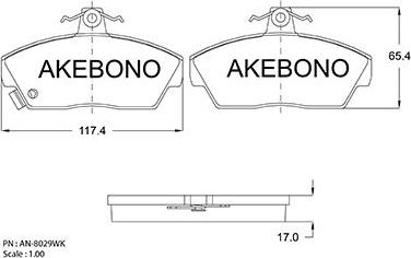 Akebono AN-8029WK - Гальмівні колодки, дискові гальма autocars.com.ua
