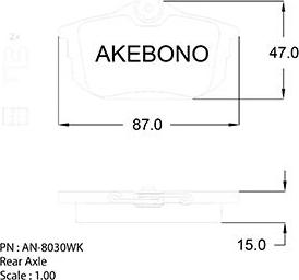Akebono AN-8030WK - Тормозные колодки, дисковые, комплект autodnr.net