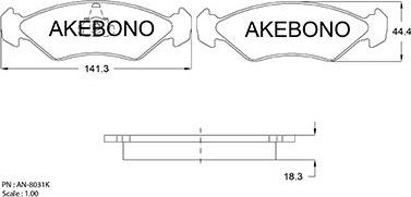 Akebono AN-8031K - Гальмівні колодки, дискові гальма autocars.com.ua
