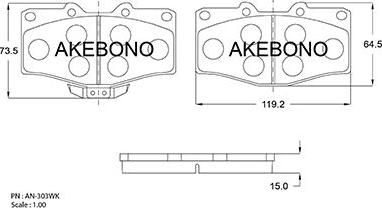 Akebono AN-8039WK - Гальмівні колодки, дискові гальма autocars.com.ua