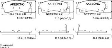 Akebono AN-8044WK - Гальмівні колодки, дискові гальма autocars.com.ua