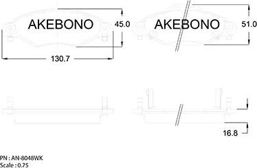 Akebono AN-8048WK - Гальмівні колодки, дискові гальма autocars.com.ua