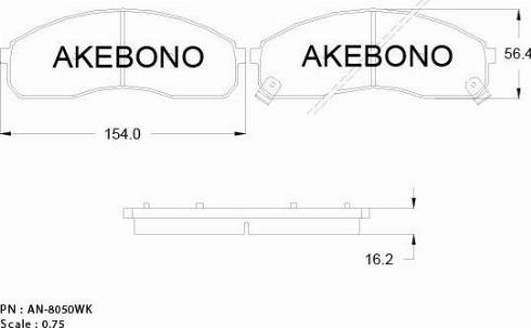 Akebono AN-8050WK - Гальмівні колодки, дискові гальма autocars.com.ua