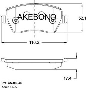 Akebono AN-8054K - Тормозные колодки, дисковые, комплект avtokuzovplus.com.ua