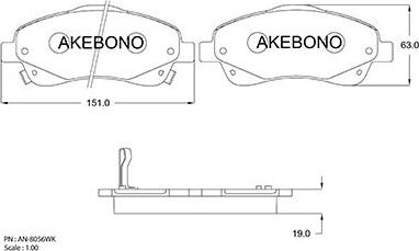 Akebono AN-8056WK - Гальмівні колодки, дискові гальма autocars.com.ua