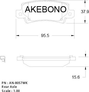 Akebono AN-8057WKE - Тормозные колодки, дисковые, комплект avtokuzovplus.com.ua