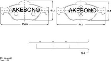 Akebono AN-8060K - Гальмівні колодки, дискові гальма autocars.com.ua