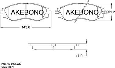 Akebono AN-8076WK - Гальмівні колодки, дискові гальма autocars.com.ua