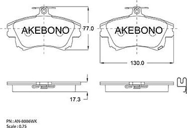 Akebono AN-8086WK - Гальмівні колодки, дискові гальма autocars.com.ua