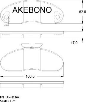 Akebono AN-8130K - Тормозные колодки, дисковые, комплект avtokuzovplus.com.ua