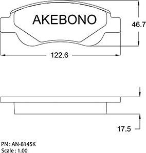 Akebono AN-8145K - Тормозные колодки, дисковые, комплект avtokuzovplus.com.ua