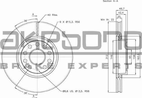 Akebono BN-0002E - Гальмівний диск autocars.com.ua