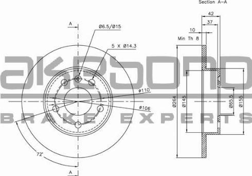 Akebono BN-0011 - Гальмівний диск autocars.com.ua