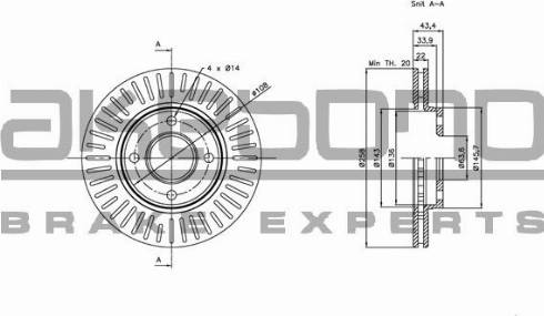 Akebono BN-0016E - Гальмівний диск autocars.com.ua