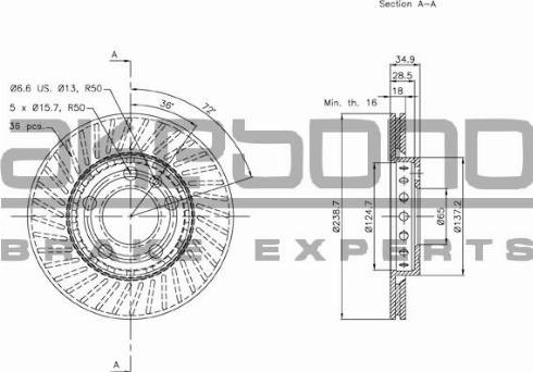 Akebono BN-0018 - Тормозной диск avtokuzovplus.com.ua