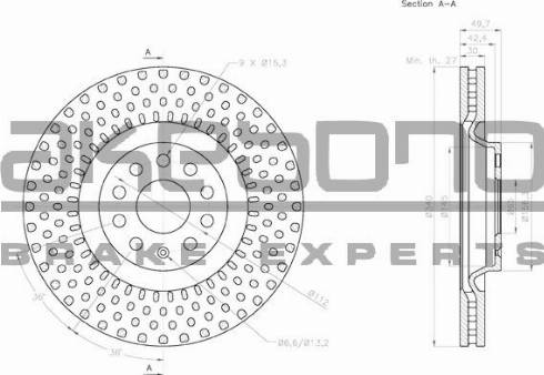 Akebono BN-0022E - Тормозной диск avtokuzovplus.com.ua